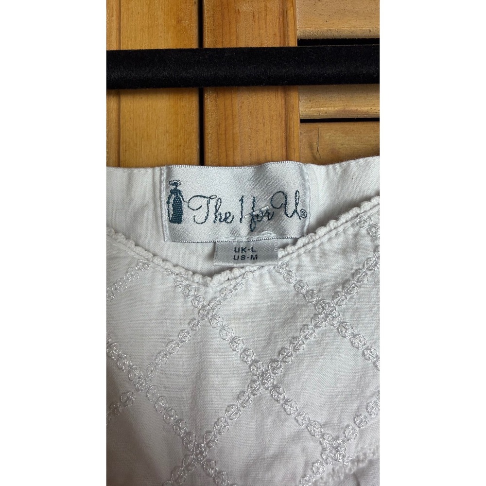 Vtg The 1 for U White Flowy Cotton Prairie Nightgown Cottage Core House Dress M - Picture 6 of 12